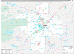 Little Rock-North Little Rock-Conway Metro Area Wall Map Premium Style 2024